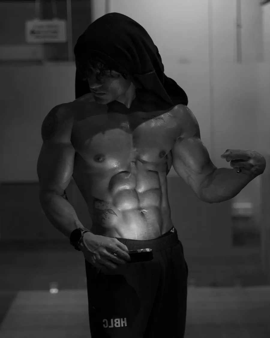 Rajdeep after a workout, towel over his head